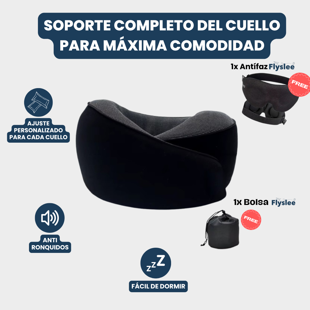 Cojín de Viaje Ergonómico Soporte Cuello 360°